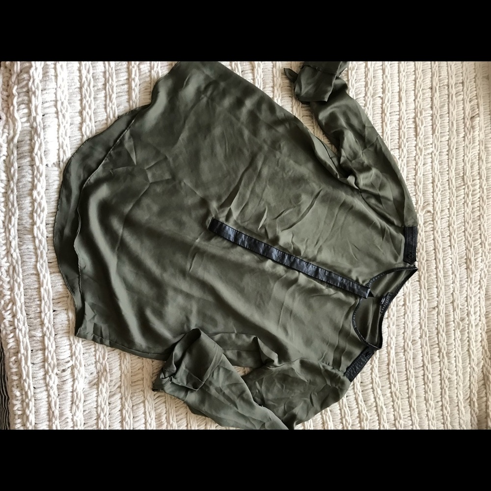 Olive green and black sheer top